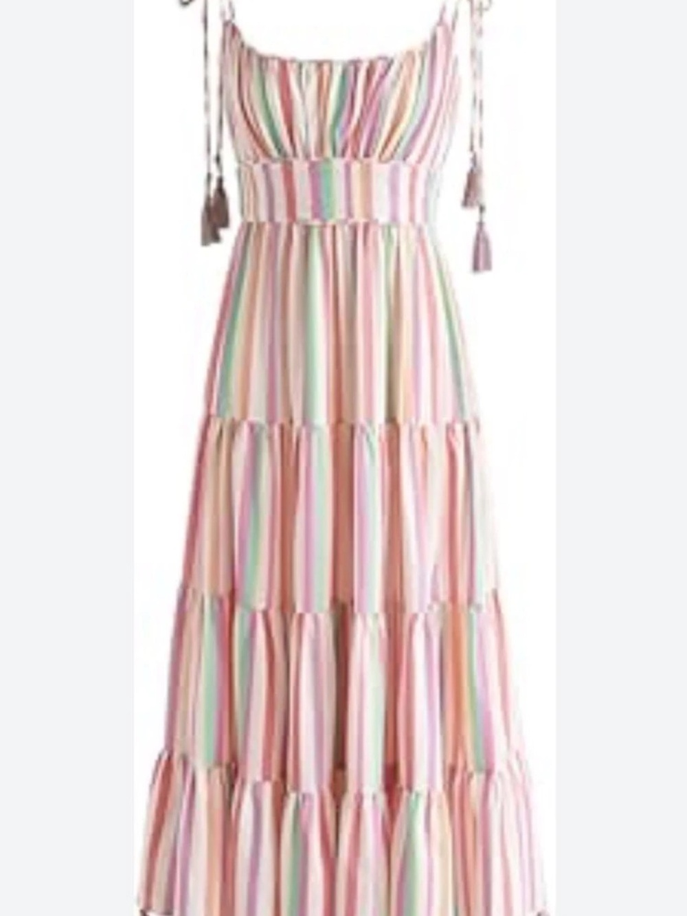 Chicwish Pastel rainbow color maxi dress dress with tassels sz Xs